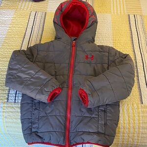 Under Armour Boys Red and Gray Quilted Jacket